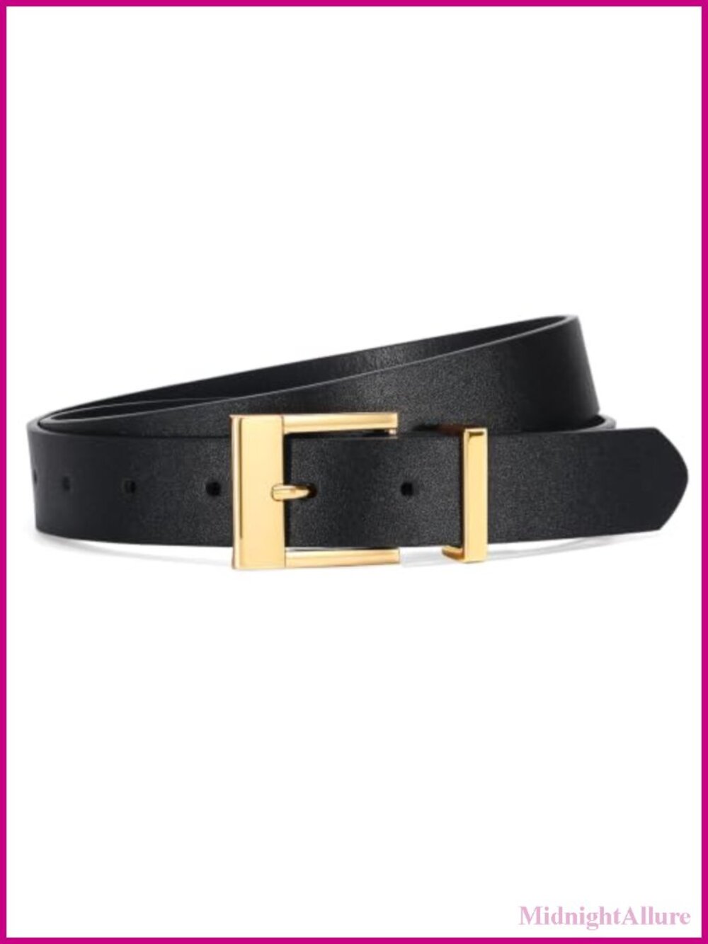 WHIPPY Women's PU Leather Belt with Gold Buckle Adjustable Waist Belt for Jeans